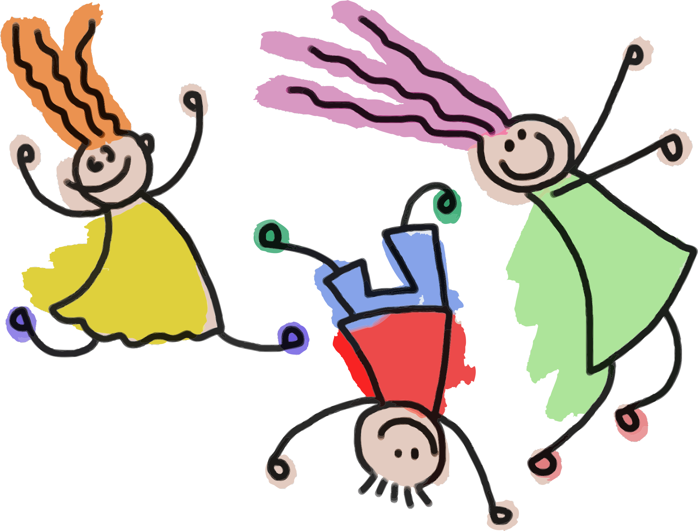 Clipart - Playful Stick Figure Kids