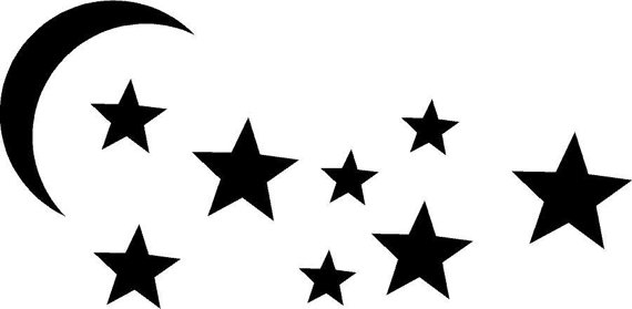 Moon And Stars Clipart Black And White