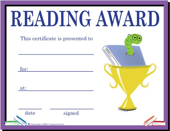 Free certificates, Kids reading and Reading comprehension