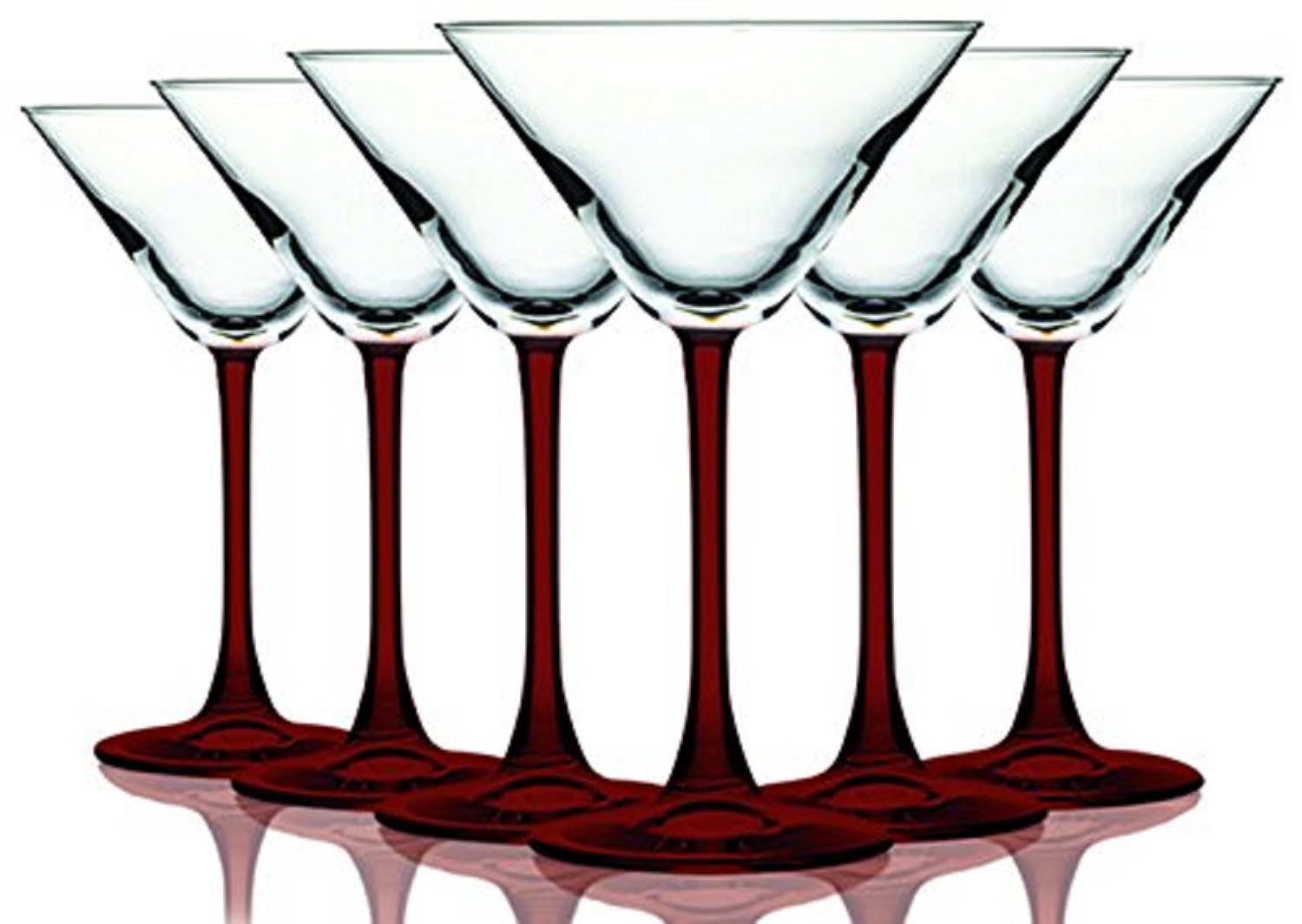 Martini/Cocktail Glasses with Beautiful Colored Stem - 10 oz. Set ...