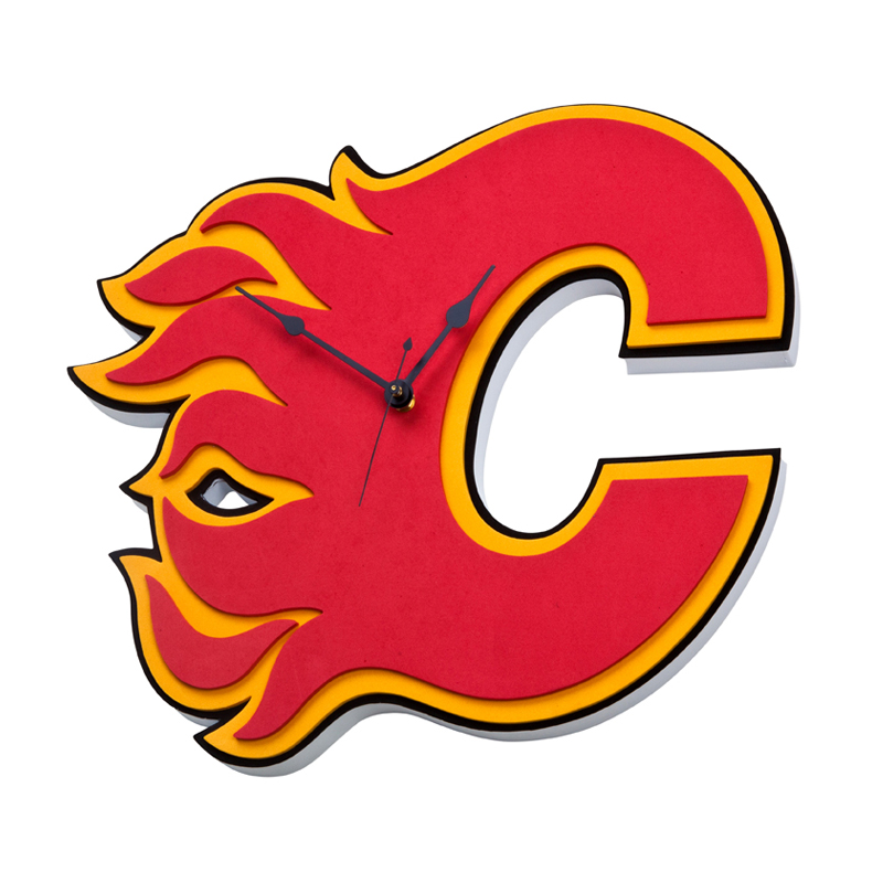 NHL-calgary-flames-foam-logo-clock - Fan Fave
