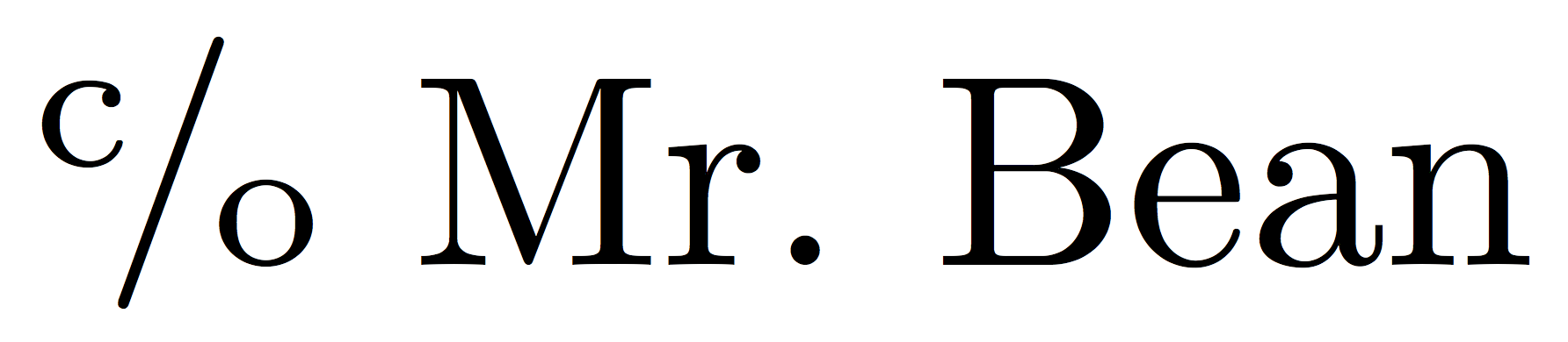 Symbol for "care of" (c/o) - TeX - LaTeX Stack Exchange