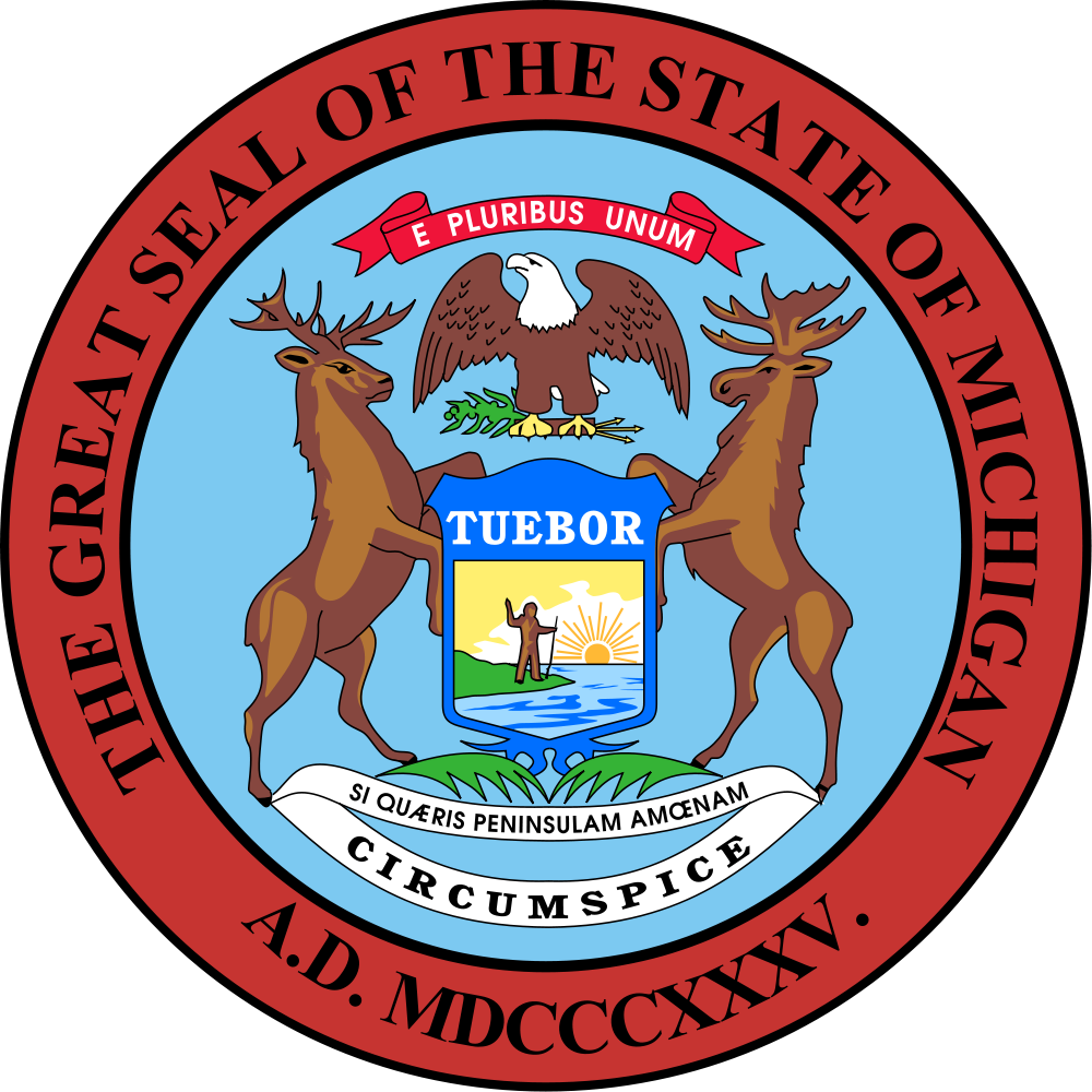 Michigan: Flags - Emblems - Symbols - Outline Maps
