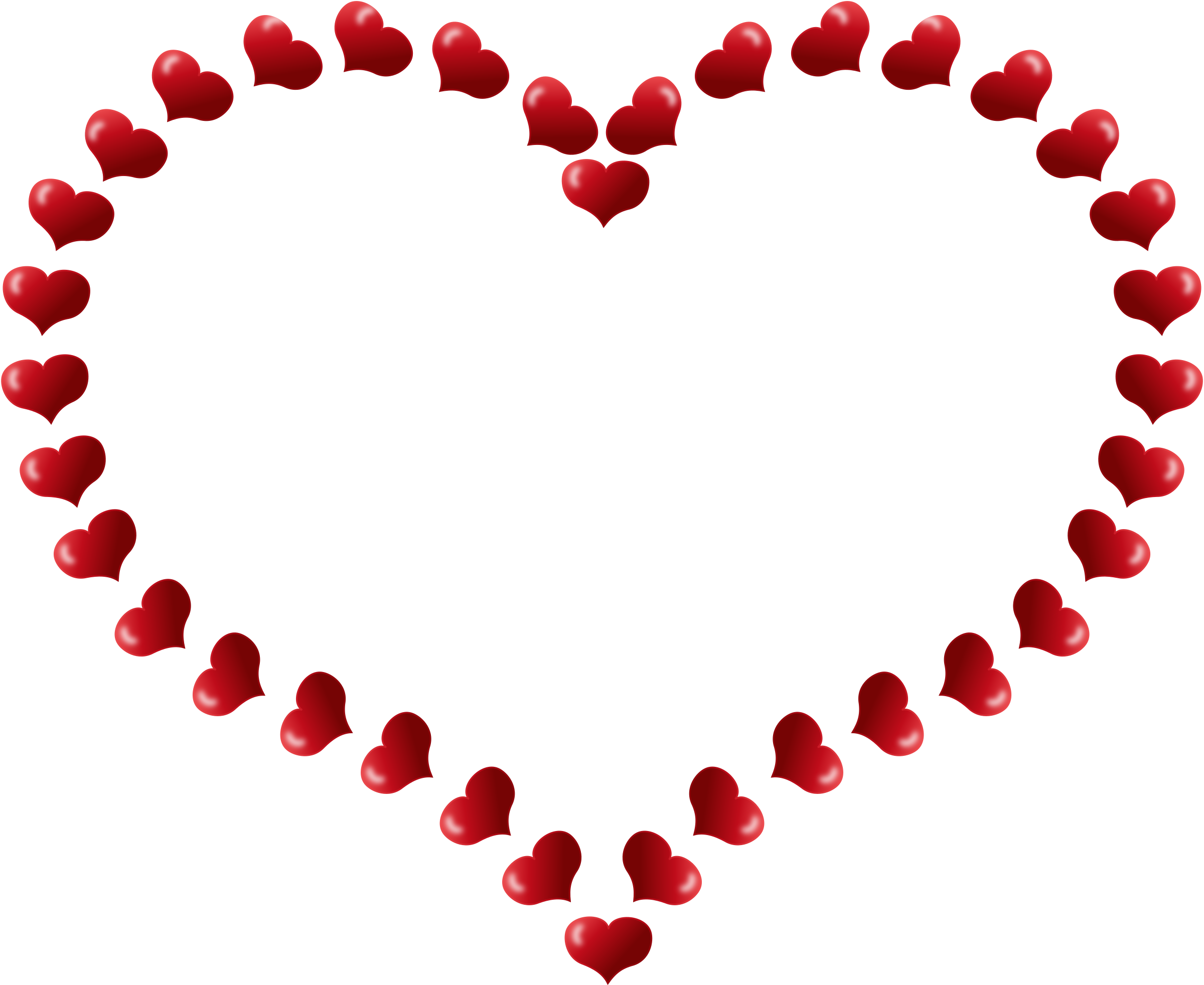 Clipart - Red Heart Shaped Border with Little Hearts