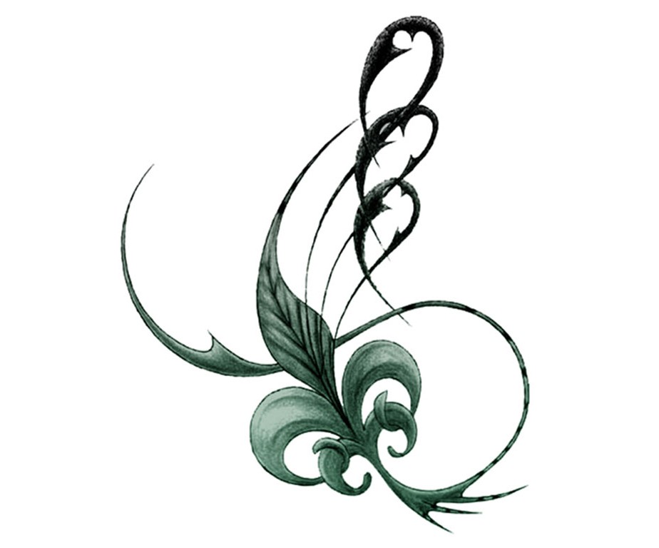 Green Ink Tribal Pot Leaf Tattoo Design: Real Photo, Pictures ...