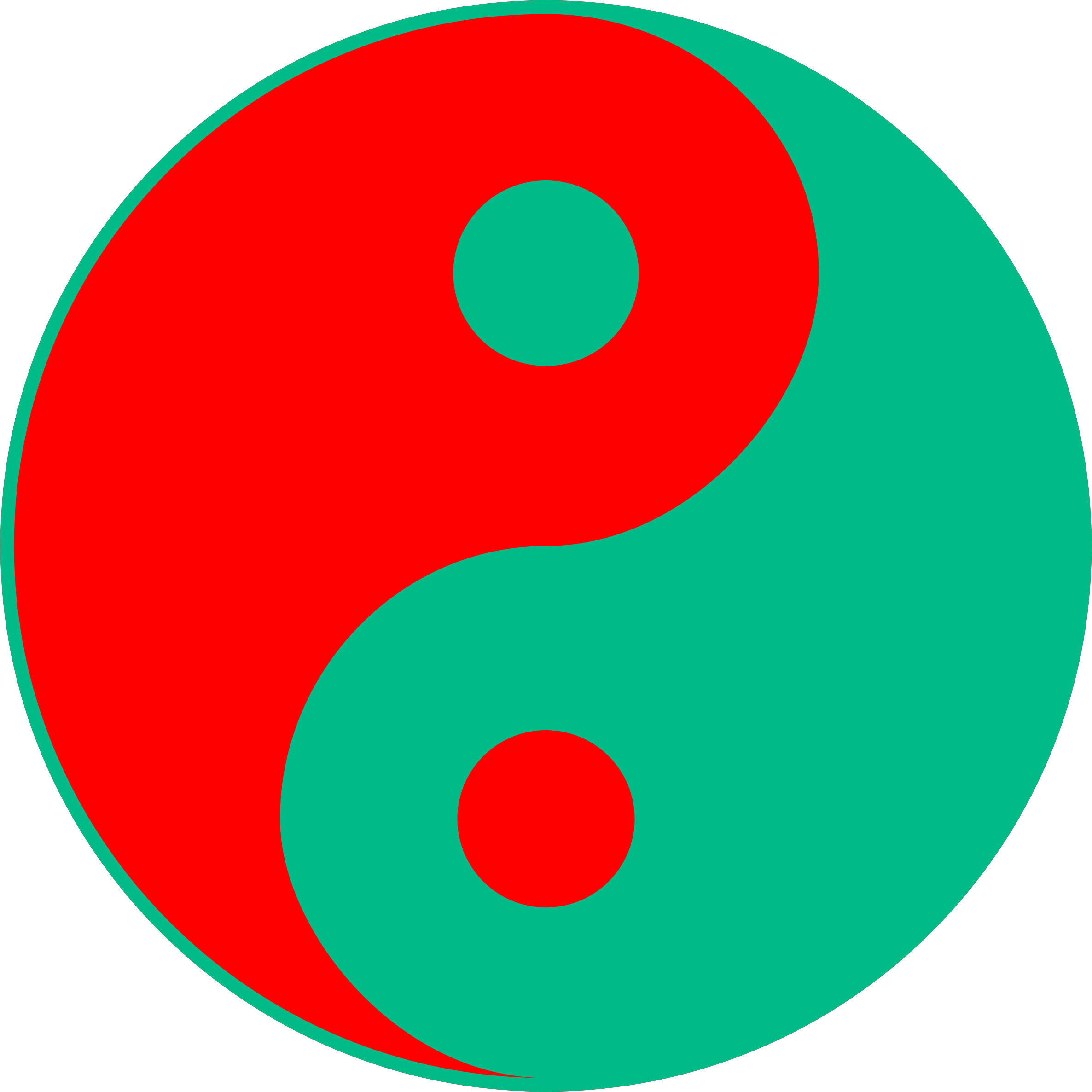 Clipart - Bright Red and Dark Greenish Cyan Yin-Yang