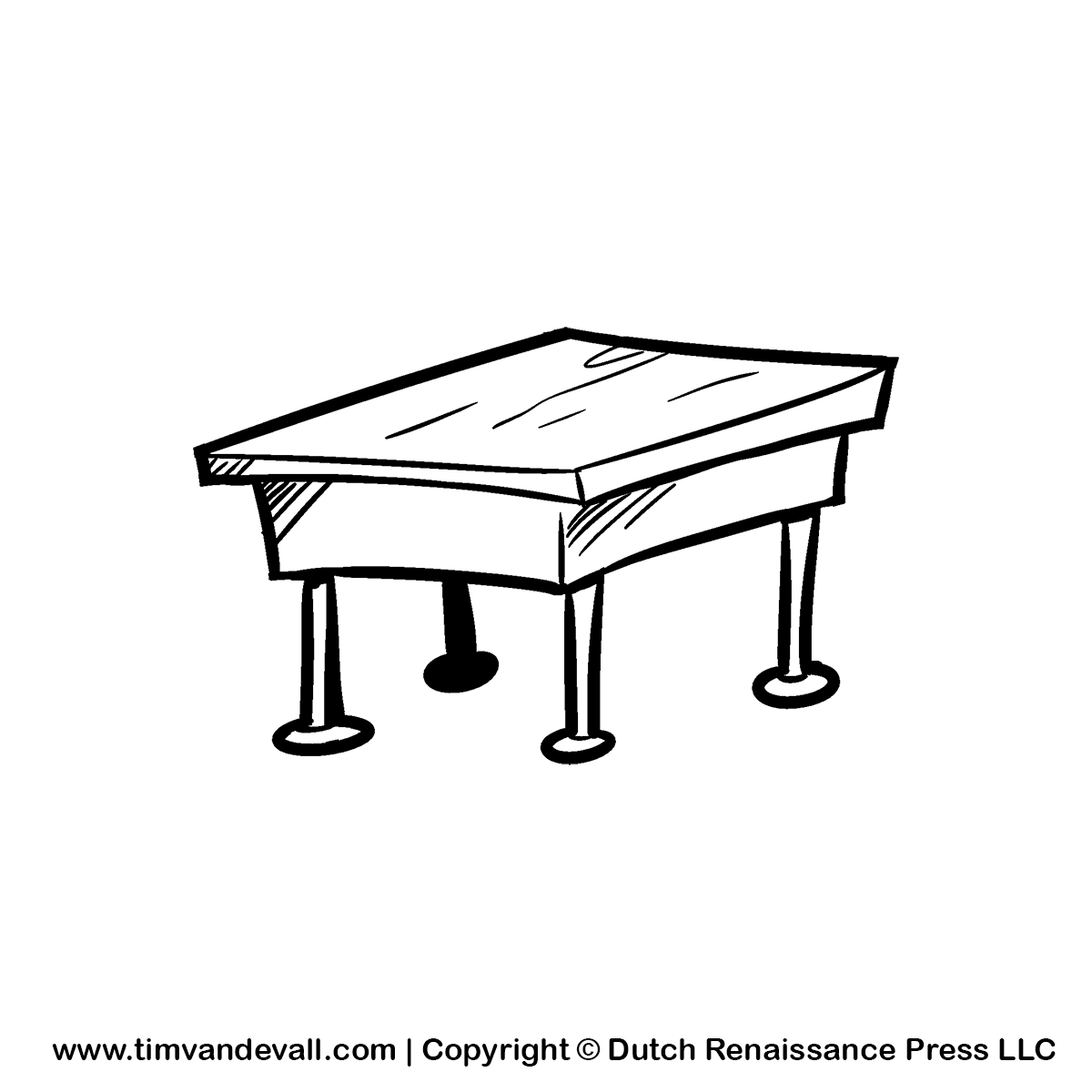 Student in desk clipart black and white