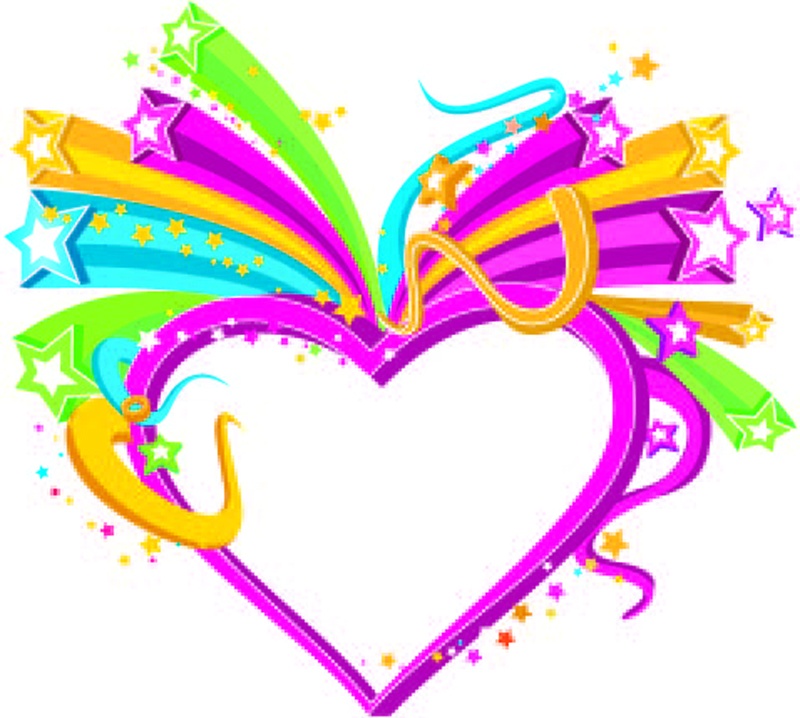 Pink Heart Symbols With Colorful Flying Stars | Free Images at ...