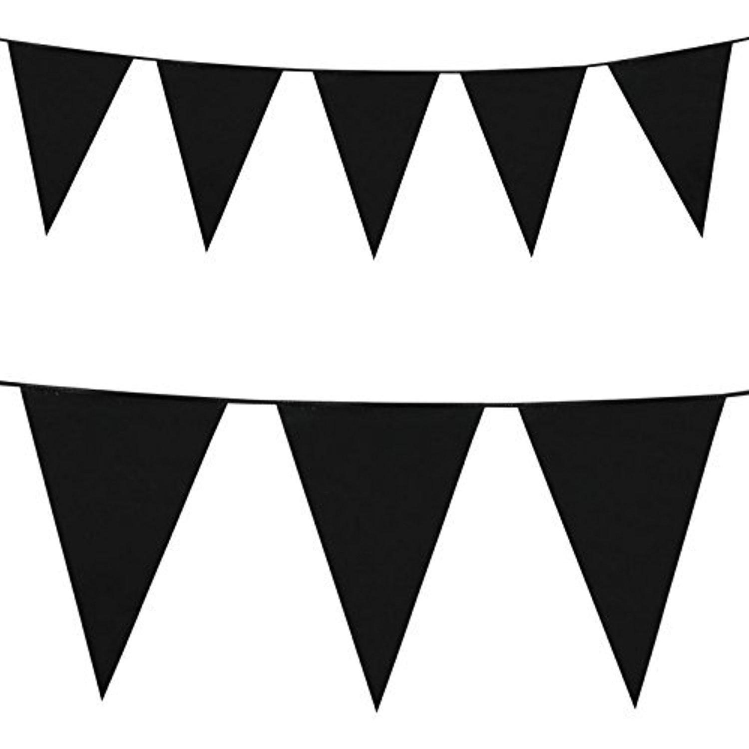 33ft Giant BLACK Plastic Pennant Banner Birthday Party Bunting ...