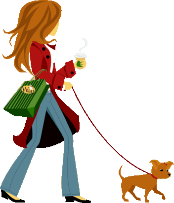 Girl Walking Dog Clipart