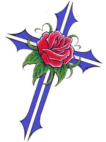 Cross And Rose Drawing - ClipArt Best