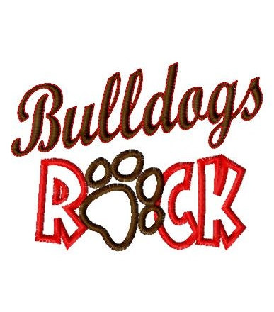 Bulldogs ROCK Paw Print Applique Machine by LilliPadGifts
