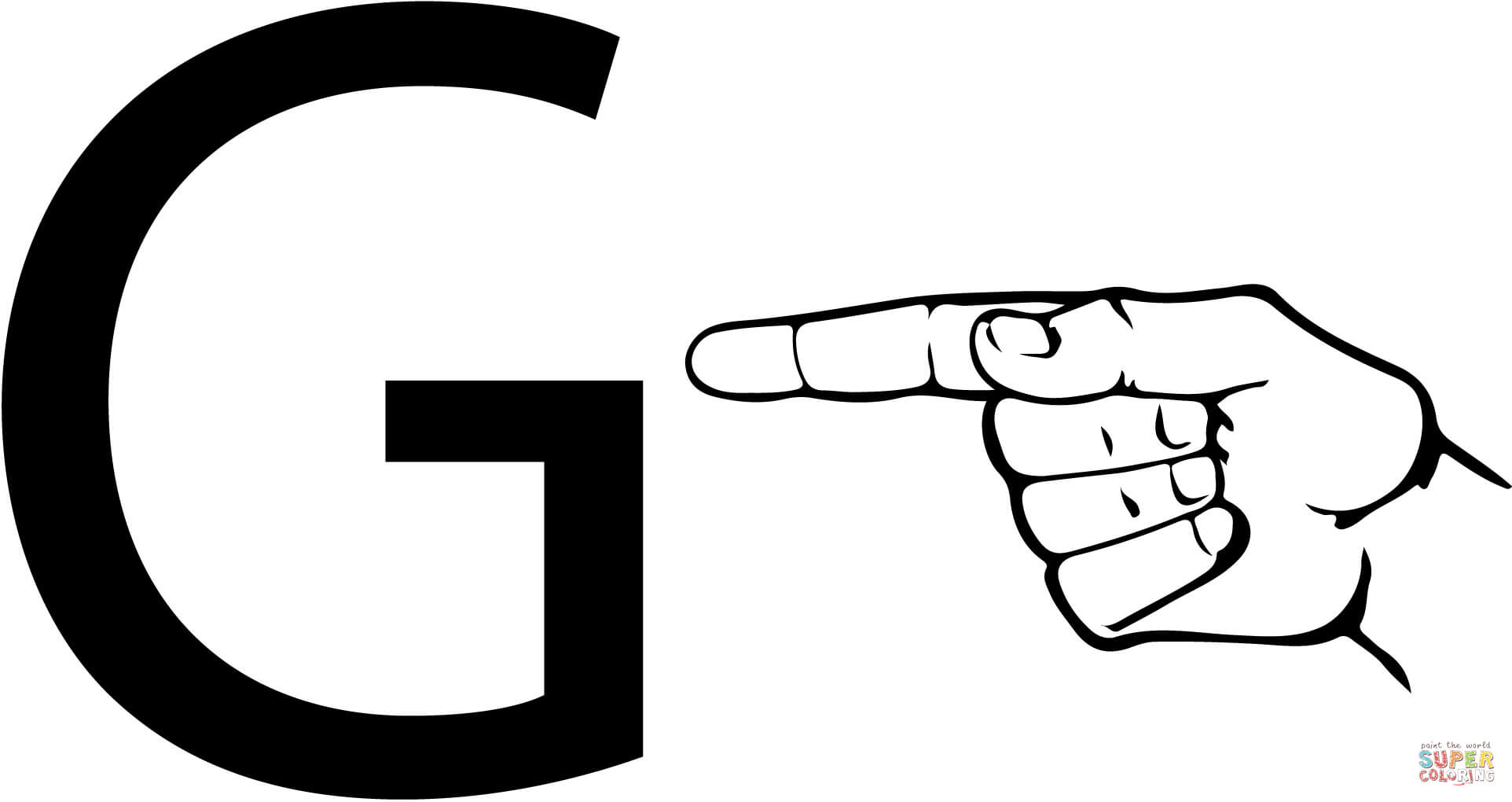 ASL Sign Language Letter G coloring page | Free Printable Coloring ...