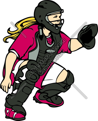 Cartoon girl softball clipart