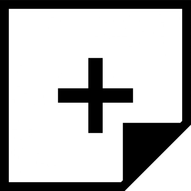 Plus sign in a small square with one folded corner Icons | Free ...