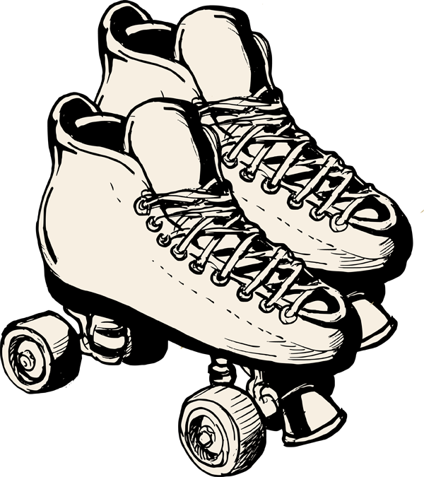 Roller Skates Black And White Clipart