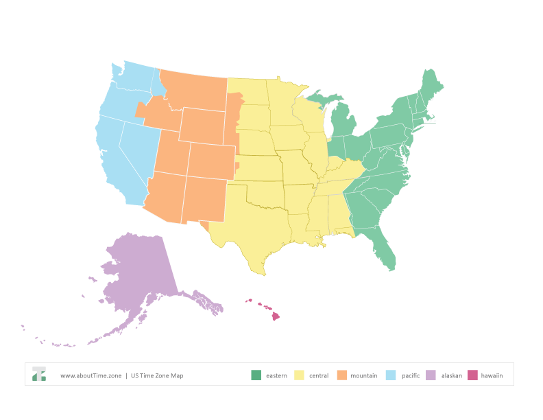 US Time zone map :: AboutTime.zone