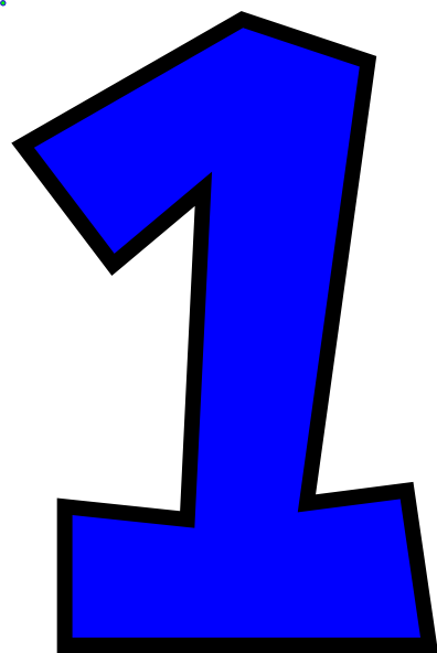 Blue number 1 clipart
