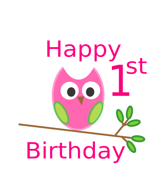 Owl 1st Birthday clip art - vector clip art online, royalty free ...
