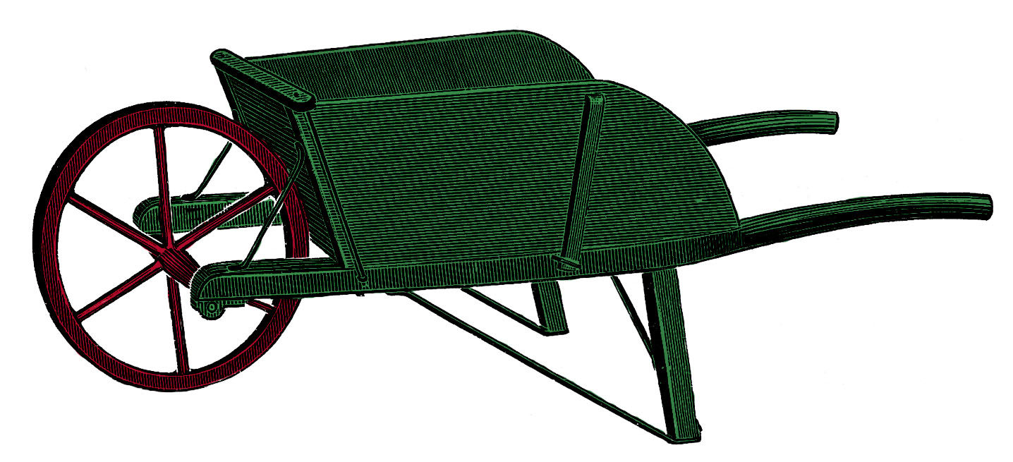 Vintage Clip Art - Old Fashioned Wooden WheelBarrow - The Graphics ...