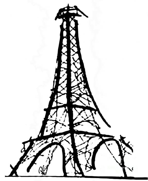 Eiffel Tower Black and White Greeting Card by Robyn Saunders