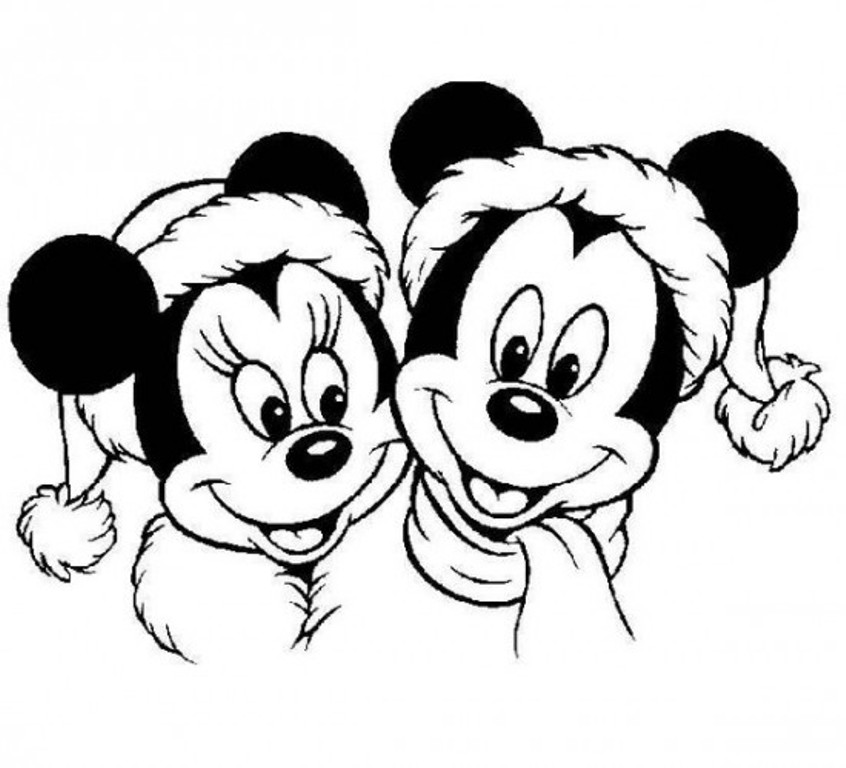 Mickey and minnie mouse christmas clipart black and white ...