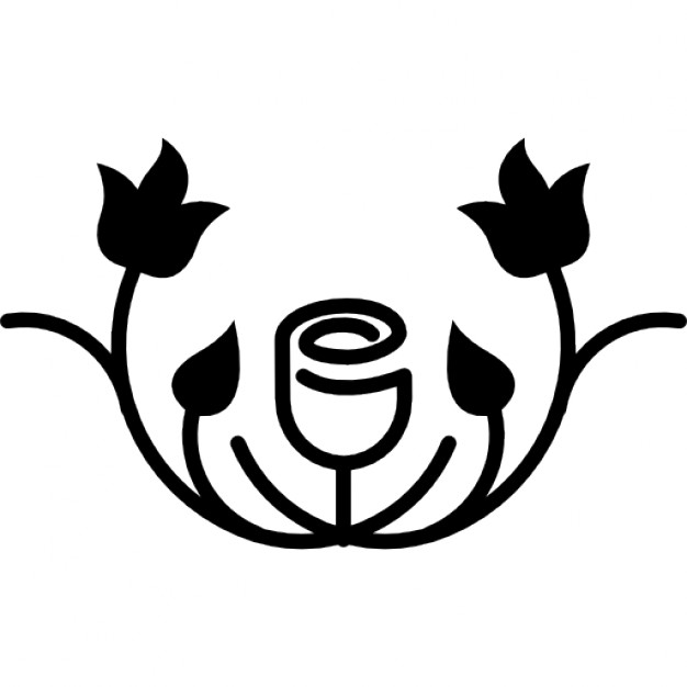 Rose outline variant with leaves silhouette and vines Icons | Free ...