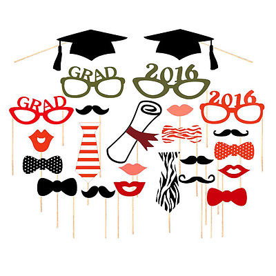 24pcs Mortar Board Glasses Moustache On Sticks Graduation Diy ...