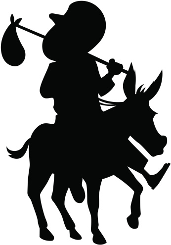 Mexican Riding Donkey Silhouette Clip Art, Vector Images ...