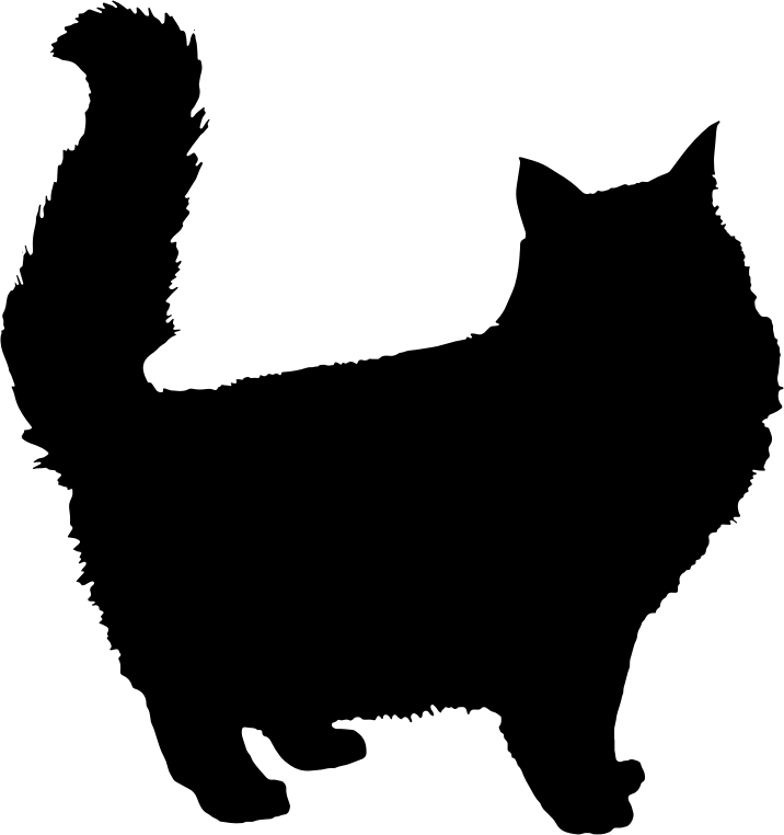 Clipart - Fluffy Cat Silhouette