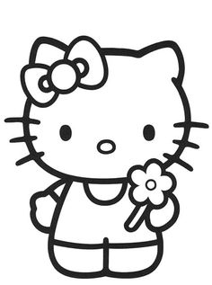 Hello kitty clipart black and white