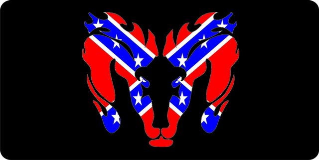 Dodge Ram Rebel Flag Flame Logo Photo License Plate Dodge Ram ...