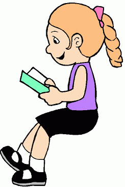 Girl reading a book clipart
