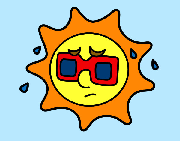 Colored page Sun with sweat painted by majja