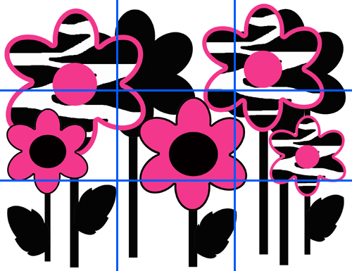 Hot Pink Zebra Flowers Teen Girls Wall Mural Decals Kids Room ...