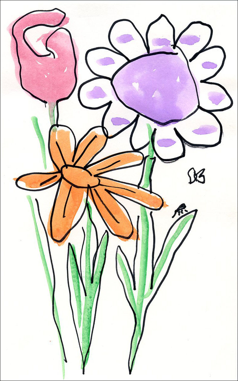 Kids Art Project for Tracing and Painting Watercolor Flowers ...