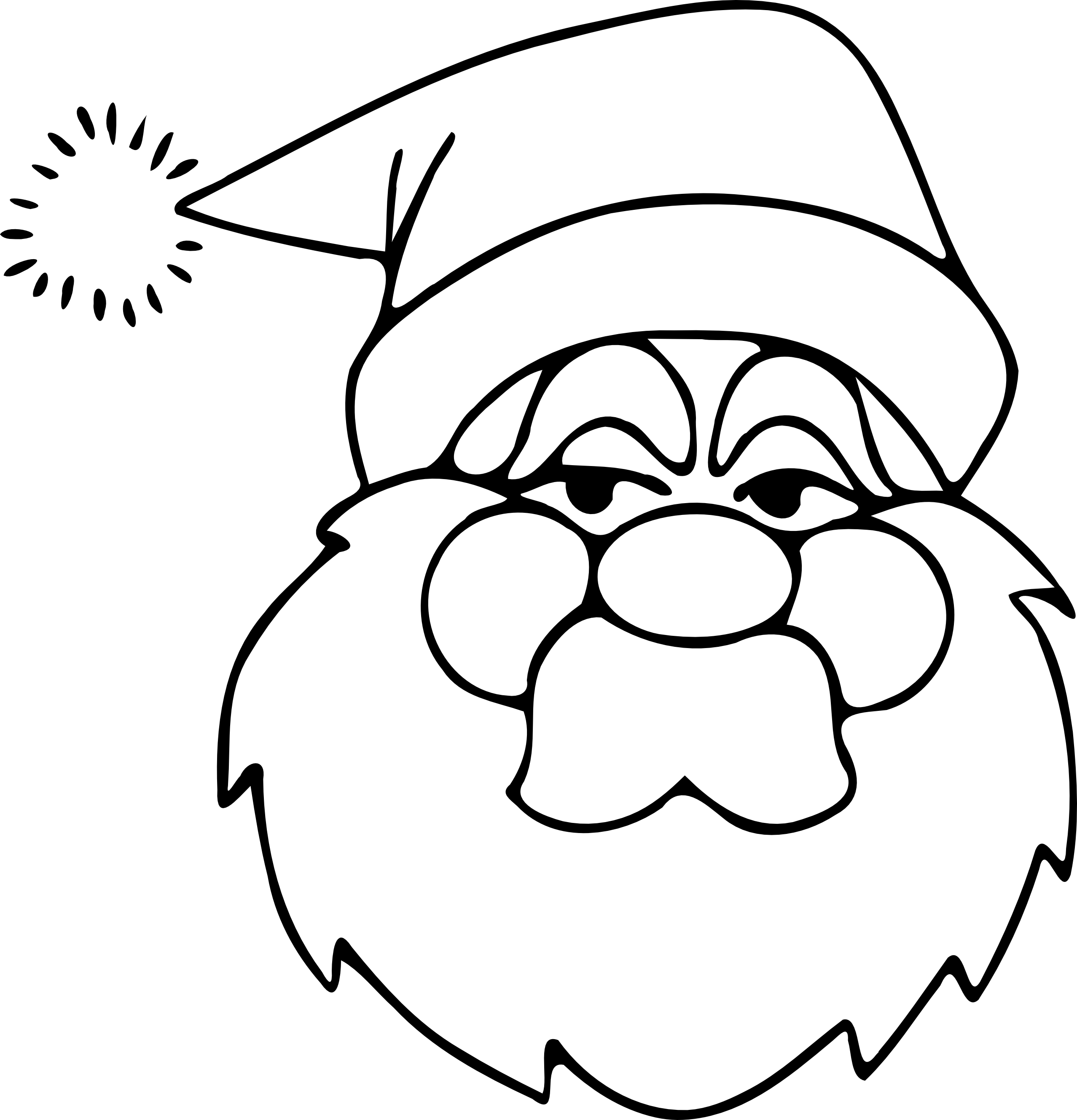 Clip Art: Santa Line Art Black White Line Art ...