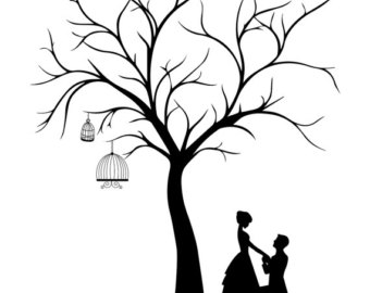 Canvas Wedding Tree Guest Book Hand Drawn by WedCraftAccessories