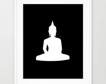 Buddha black white | Etsy