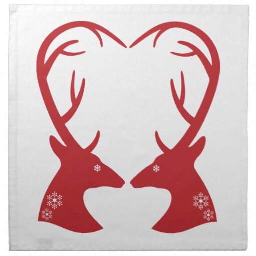 Christmas deer head heart cloth napkins from Zazzle.