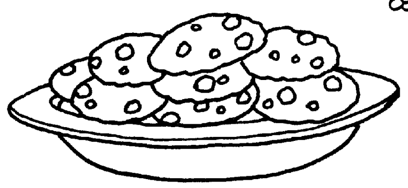 Plate of cookies clipart black and white
