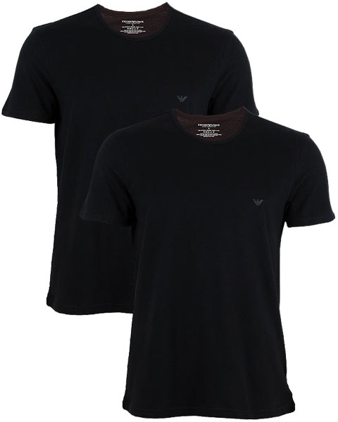 2-Pack Emporio Armani Pure Cotton T-Shirt Crew Neck Black 111647 ...