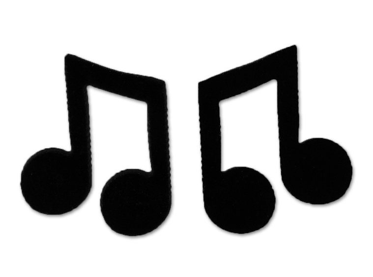 Black Double Eighth Music Note Glass Design