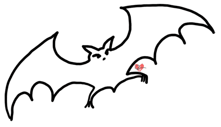 Simple outline drawing of a bat clipart