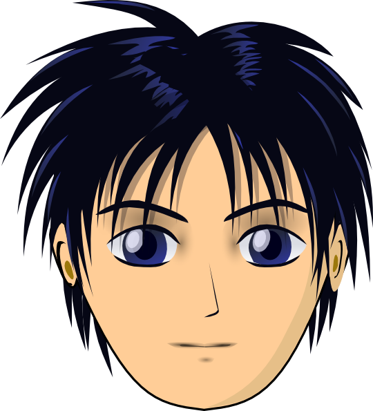 Asian Anime Boy Head Clip Art - vector clip art ...