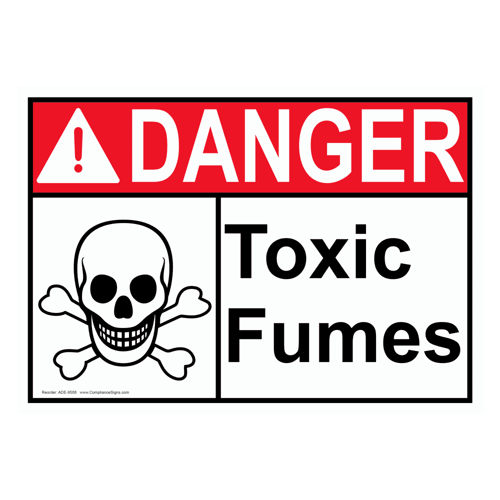 ANSI DANGER Toxic Fumes Sign ADE-9508 Hazardous Gas / Gas Lines