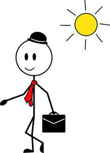 Stick Figure Cartoon Clipart Image - Happy Man Going to Work on a ...