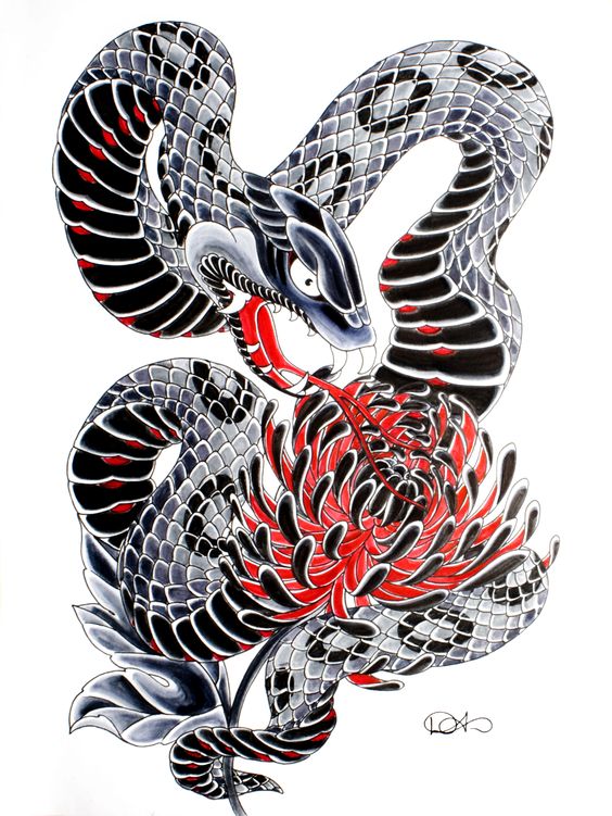 Google, Red and Snake tattoo