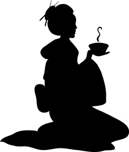 Geisha Clipart Image - Silhouette of a Geisha Holding a Steaming ...