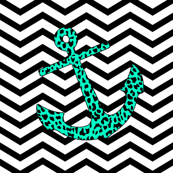Mint Leopard Chevron Anchor Art Print by M Studio | Society6